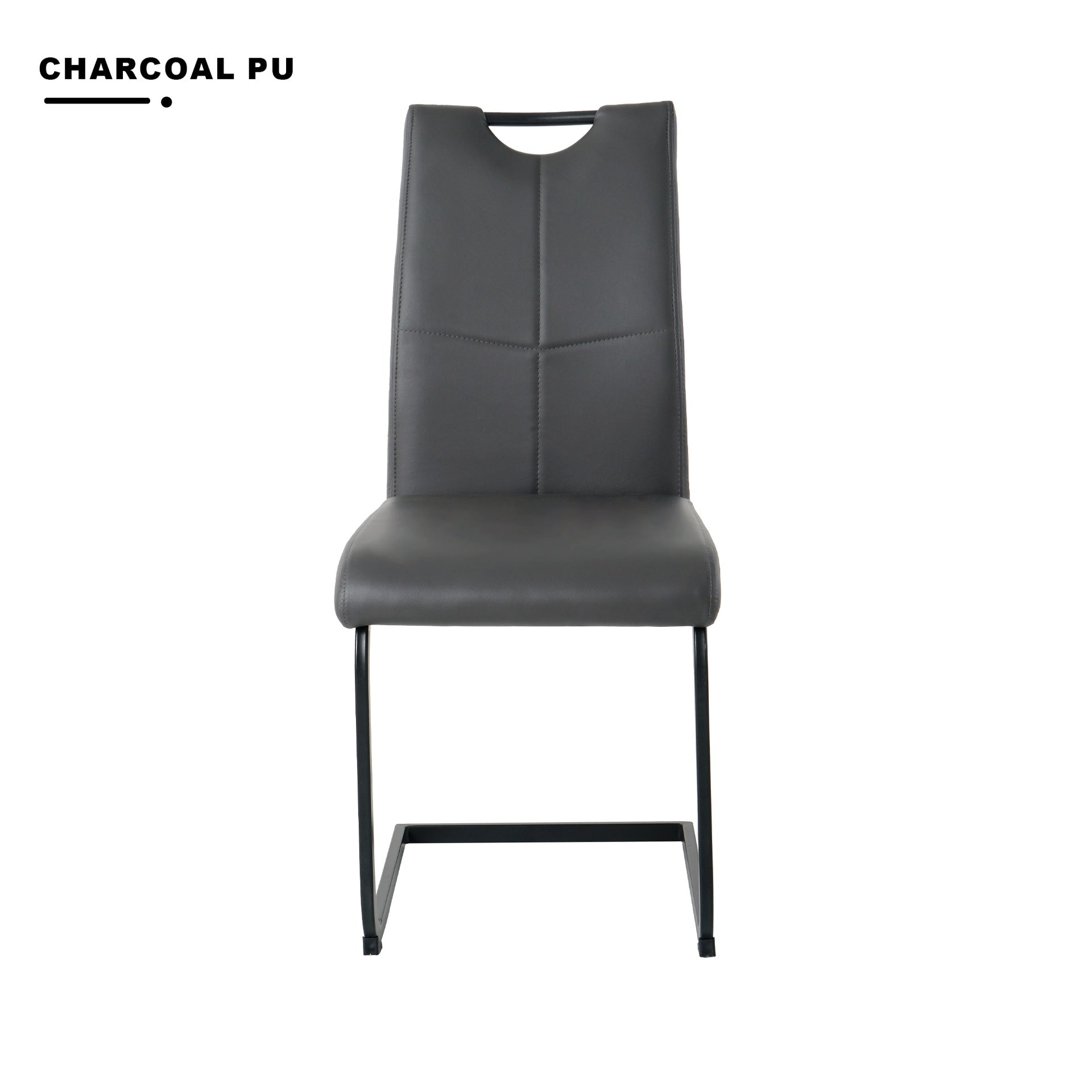 Modern Charcoal PU dining chair living room chair upholstered chair, black metal chair leg design, kitchen, living room, bedroom, dining room side chair (Set of 2)
