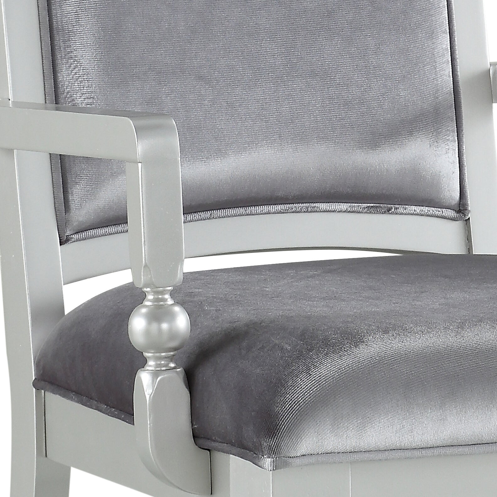 Grey and Platinum Upholstered Arm Chairs (Set of 2)