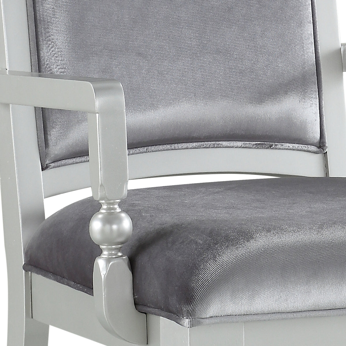Grey and Platinum Upholstered Arm Chairs (Set of 2)