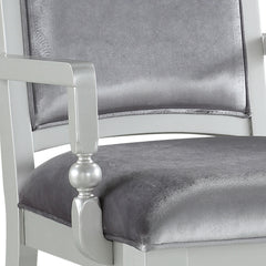 Grey and Platinum Upholstered Arm Chairs (Set of 2)