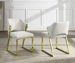 Galdesa Teddy Sherpa & Mirrored Gold Finish Side Chair (Set of 2)
