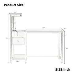 Computer Desk with Power Outlet & Storage Shelves, Study Writing Table with USB Ports Charging Station, PC Desk Workstation for Home Office, Black