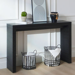 Modern Black Console Table with Ribbed Design,Wood Console Table, 47" W entryway table,Black Entry Table Narrow Console Table, Modern Hallway Table, Modern Sofa Table, Living Room Table