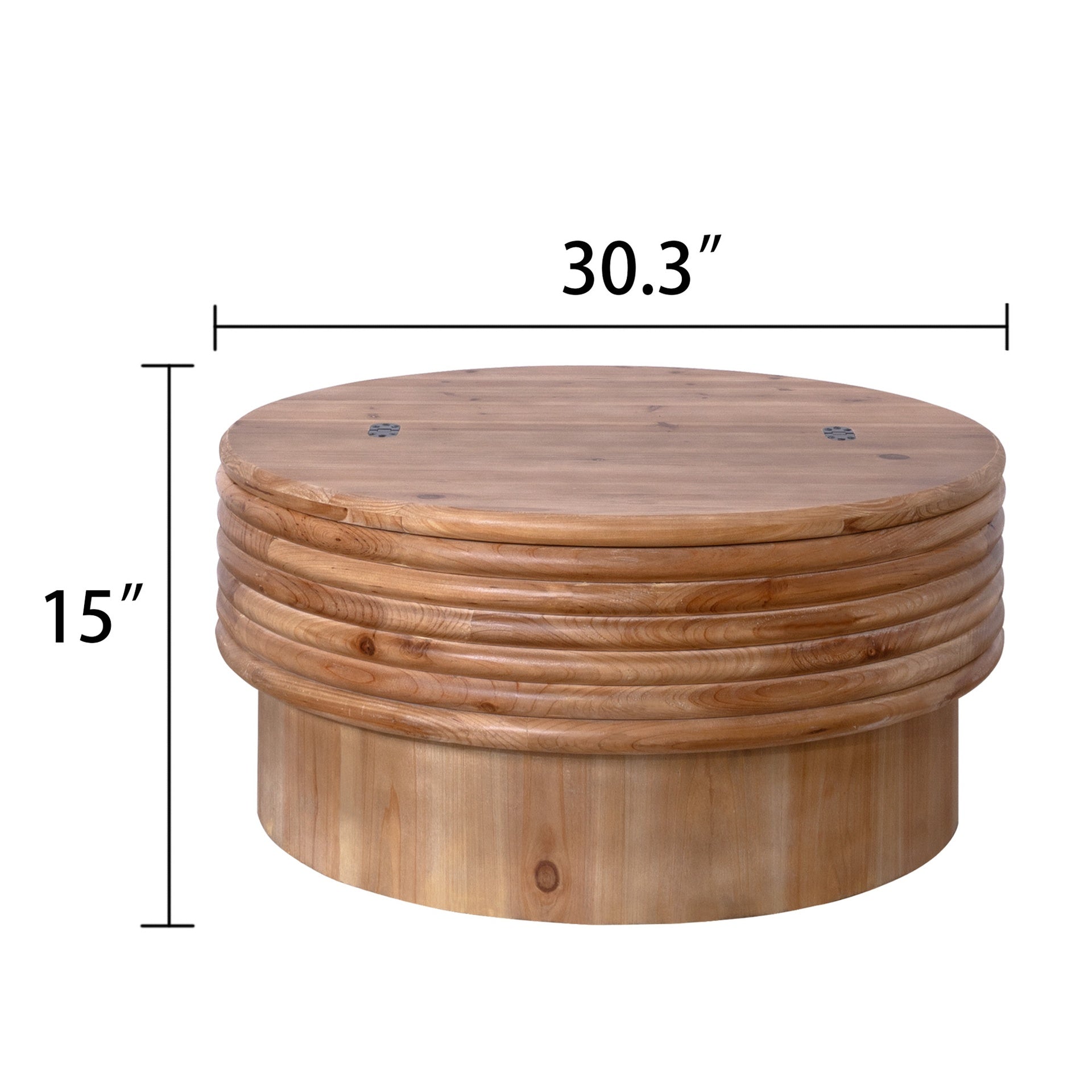 Round Wooden Coffee Table with Hidden Storage - 30.3" Modern Rustic Centerpiece for Living Room , Natural Finish,Lift-Top Lid