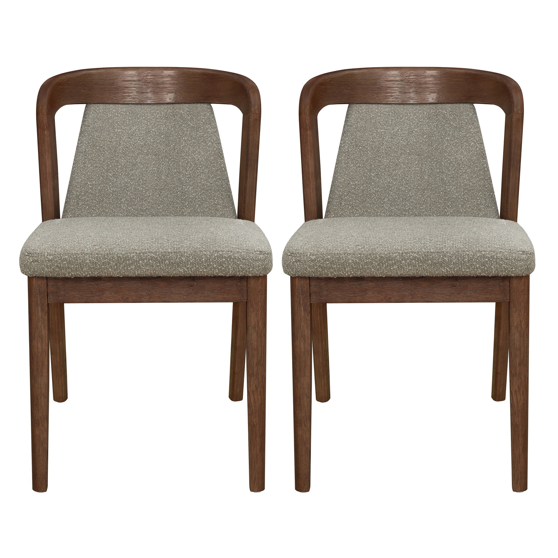 Upholstered Backrest Armless Dining Chairs (Walnut+Light Brown)