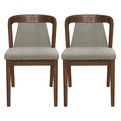 Upholstered Backrest Armless Dining Chairs (Walnut+Light Brown)