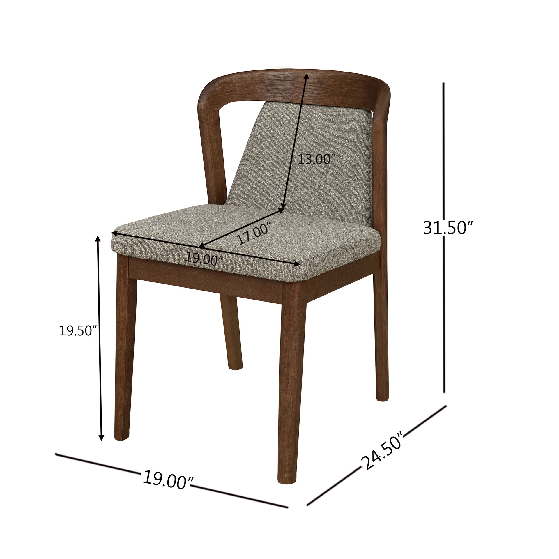 Upholstered Backrest Armless Dining Chairs (Walnut+Light Brown)