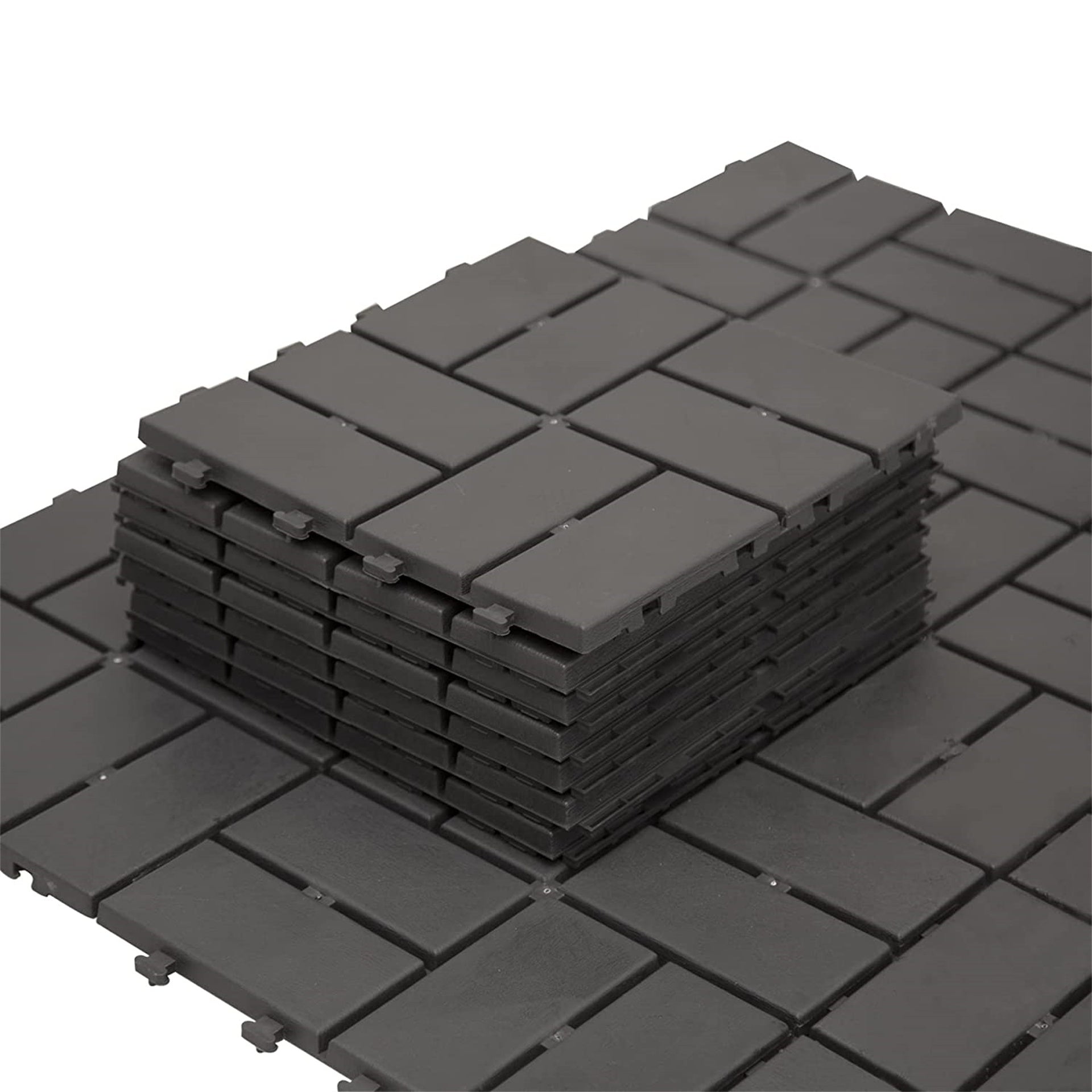 Patio Interlocking Deck Tiles, 12"x12" Square Composite Decking Tiles, Four Slat Plastic Outdoor Flooring Tile All Weather for Balcony Porch Backyard, (Gray, Pack of 36)