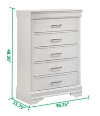 Modern 5 Drawers Chest made with Wood in White