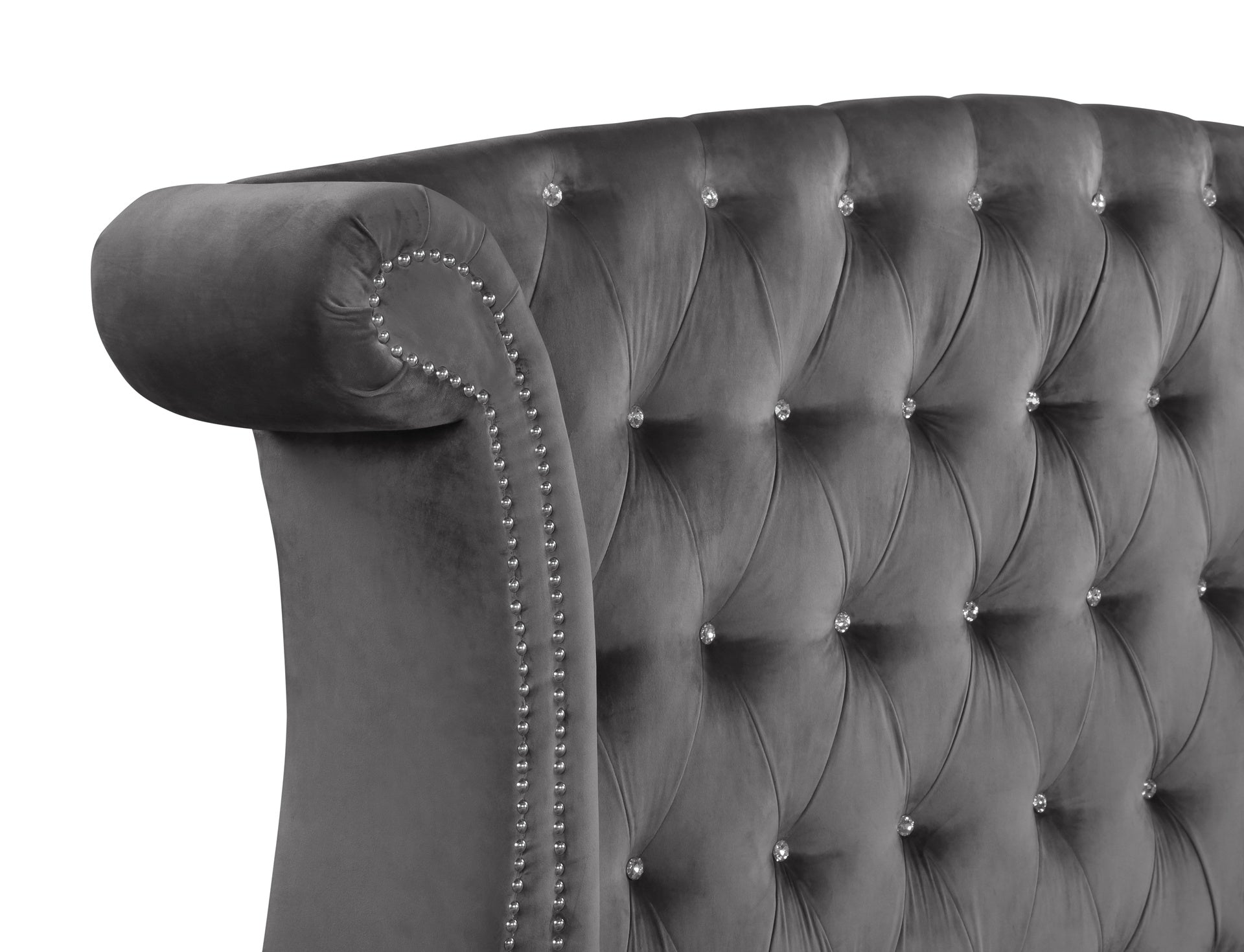 SOPHIA Crystal Tufted Full Bed Made With Wood In Color Gray(NJ INVENTORY)