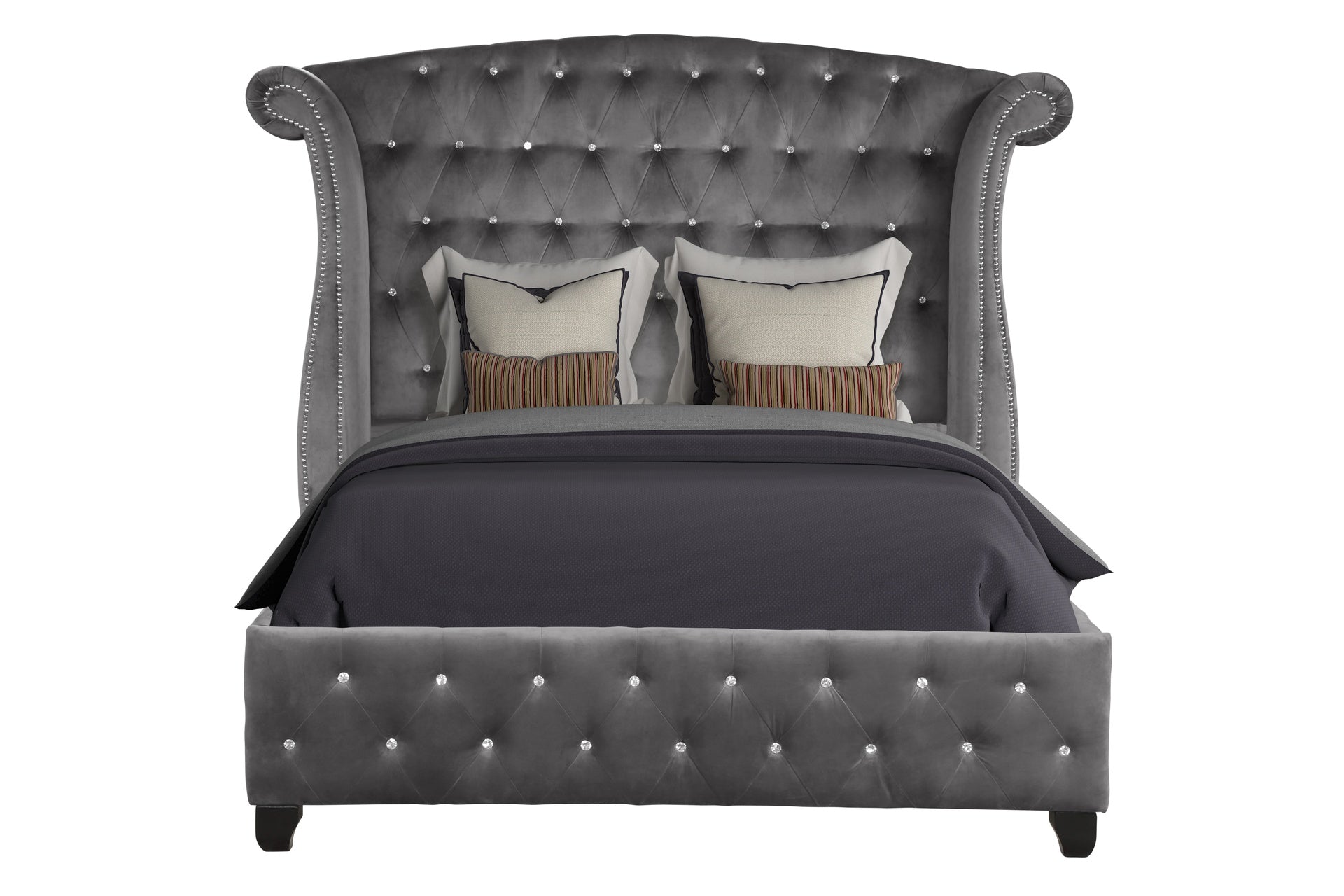 SOPHIA Crystal Tufted Full Bed Made With Wood In Color Gray(NJ INVENTORY)