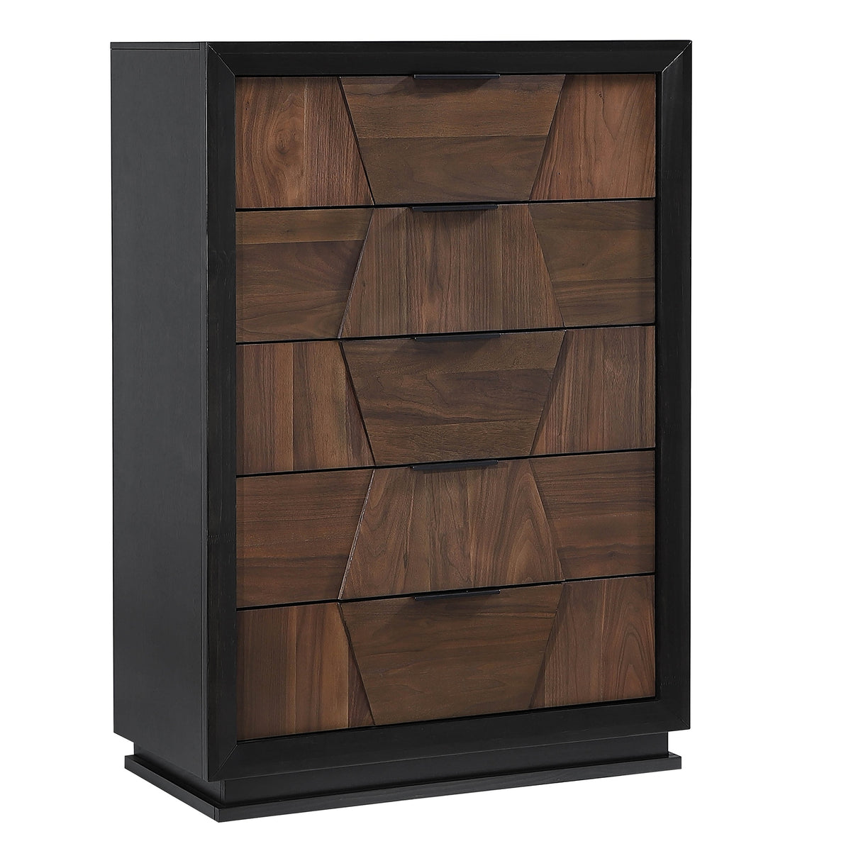 Houston Traditional Style 5-Drawer Chest Made with Wood in Walnut