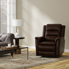 Global Home Swivel Recliner with Manual Footrest In Brazil Tobacco