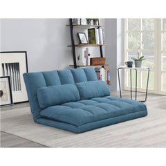 3-Fold Sofa Bed, Folding Mattress with 2 Pillows, Blue - High-Density Foam Filling, Polyester Fabric