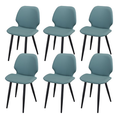Green Leather Dining Chair with Metal Legs, Shell Shape Upholstered Chair Set of 6 for Kitchen, Restaurant, Living, Meeting Room