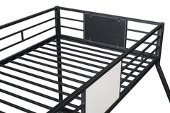 Contemporary Style Twin Over Full Bunk Bed Footboard Ladder Two Tone Design Metal Structure, Black