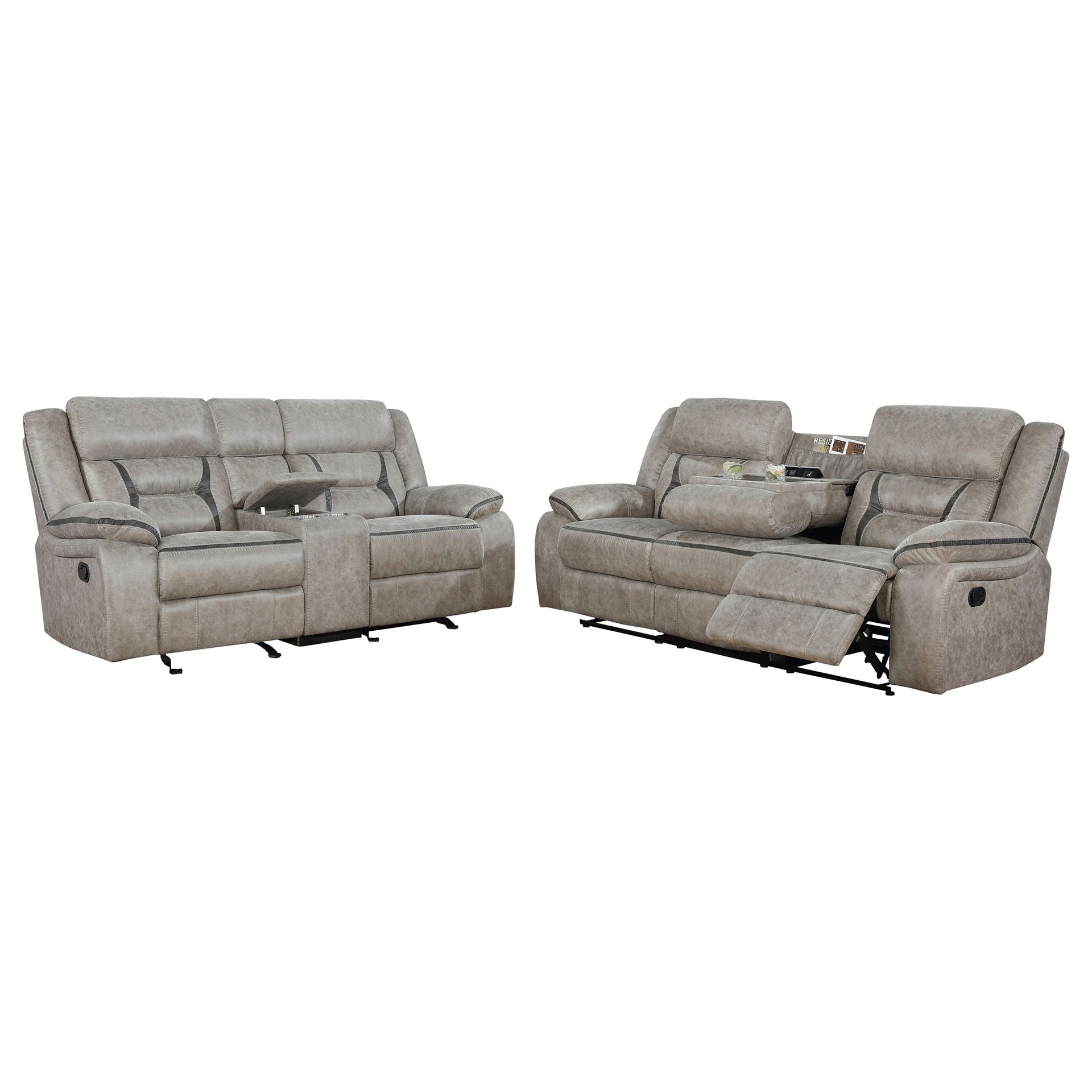 Brazelton Taupe 2-piece Pillow Top Arm Motion Living Room Set