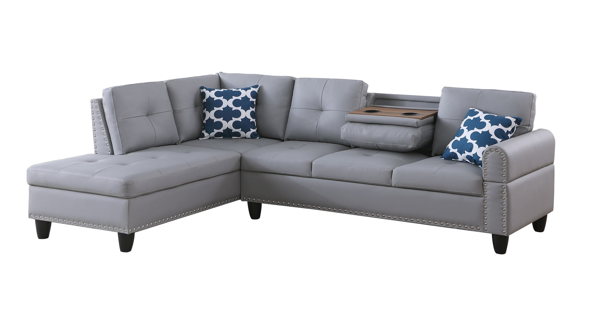 Irine Faux Leather Sectional Sofa with Ottoman
