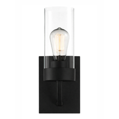 Zephyr Single Light Sconce With Clear Glass Metal Black Finish