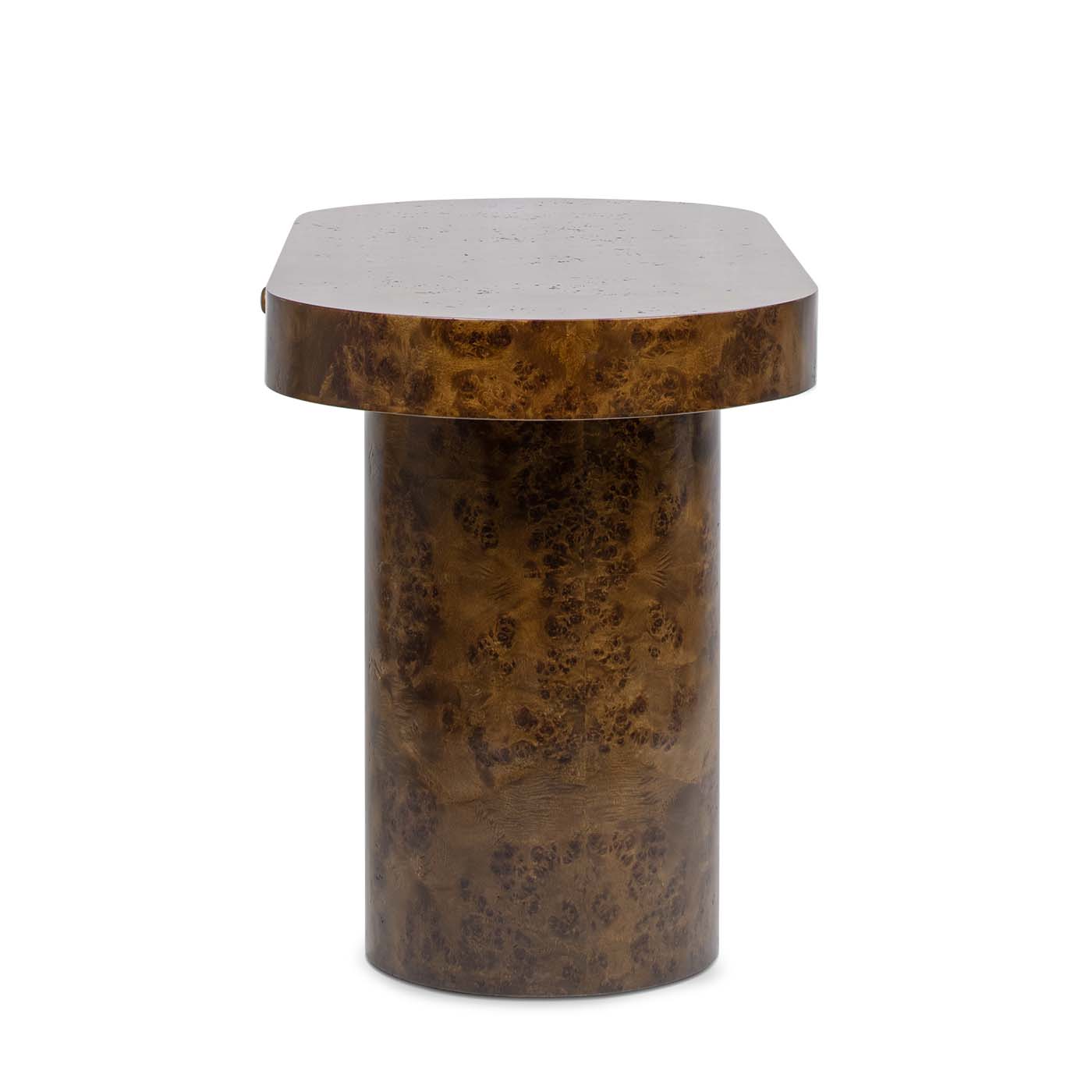 Jesse 55.5" Single Drawer Oval Computer Desk, Dark Brown Burl Wood