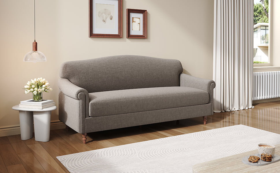 Modern Loveseat Sofa 77.5" 2-seater Couch Upholstered Loveseat with Rolled Arms for Living Room, Reading Corner and Small Spaces, Brown