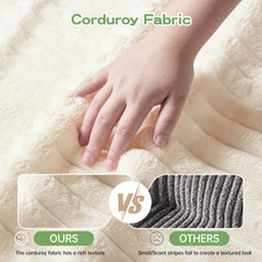 Slipcovered Long Sofa, 4 Seater Sofa with Removable Cover, Extra Deep Couch for Living Room, Corduroy Fabric Cloud Like Comfy Sofa Couch, Cream Corduroy Fabric