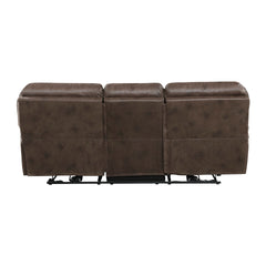 Plush Modern Design Living Room Power Reclining Sofa Brown Microfiber Upholstery USB port Solid Wood Frame Furniture 1pc