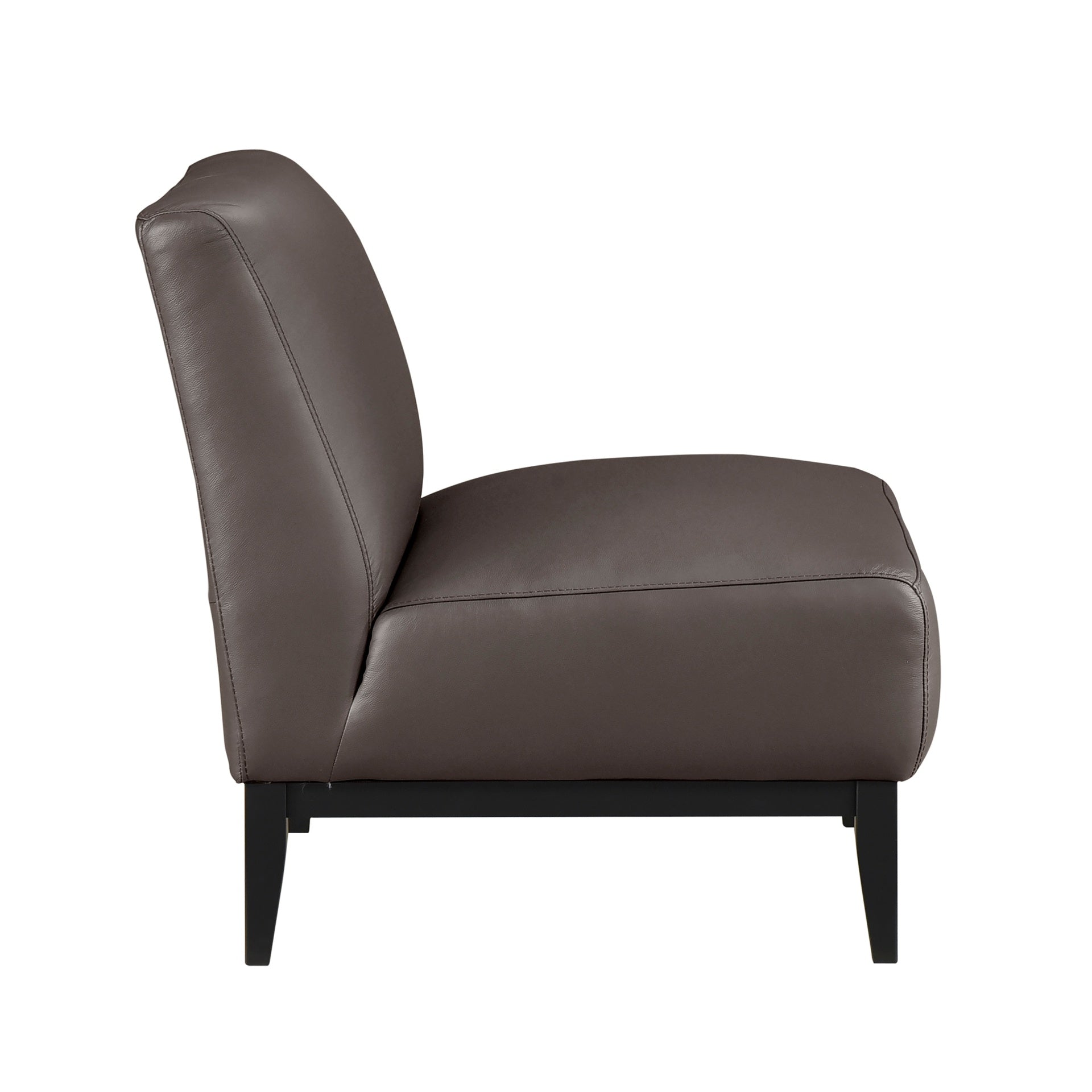 Leather Upholstered Accent Chair Brown Cushion Seat Back Solid Wood Luxurious Living Room Furniture 1pc Durable Comfort Chair