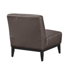 Leather Upholstered Accent Chair Brown Cushion Seat Back Solid Wood Luxurious Living Room Furniture 1pc Durable Comfort Chair