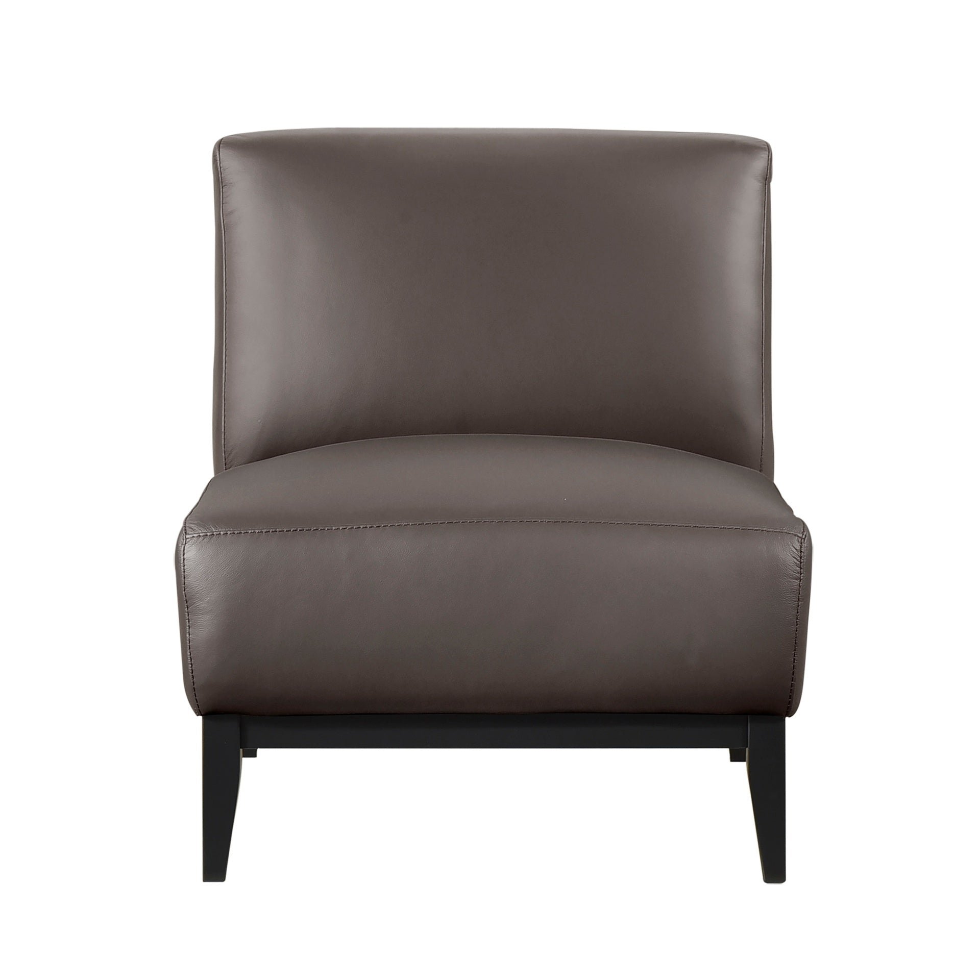 Leather Upholstered Accent Chair Brown Cushion Seat Back Solid Wood Luxurious Living Room Furniture 1pc Durable Comfort Chair
