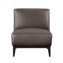 Leather Upholstered Accent Chair Brown Cushion Seat Back Solid Wood Luxurious Living Room Furniture 1pc Durable Comfort Chair