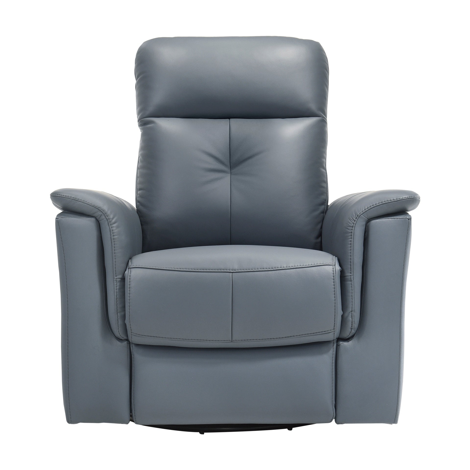 Blue Gray Leather Upholstered Reclining Chair Swivel Glider Motion Modern Living Room Furniture Comfort Chair 1pc