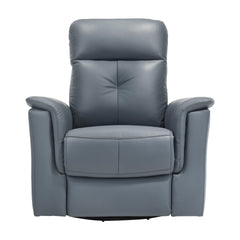 Blue Gray Leather Upholstered Reclining Chair Swivel Glider Motion Modern Living Room Furniture Comfort Chair 1pc