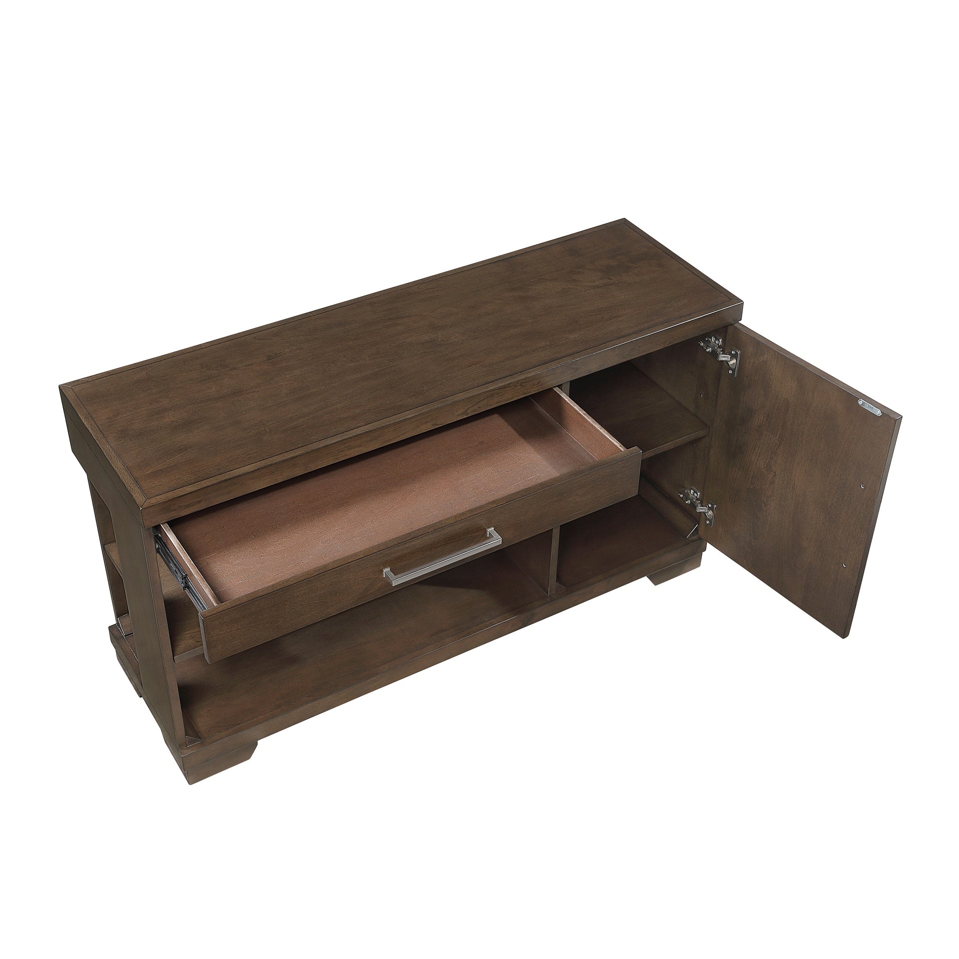 Modern Design Sofa Table Espresso Finish Dovetail Drawer Cabinet Shelves Contemporary Living Room Wooden Furniture 1pc Console Table