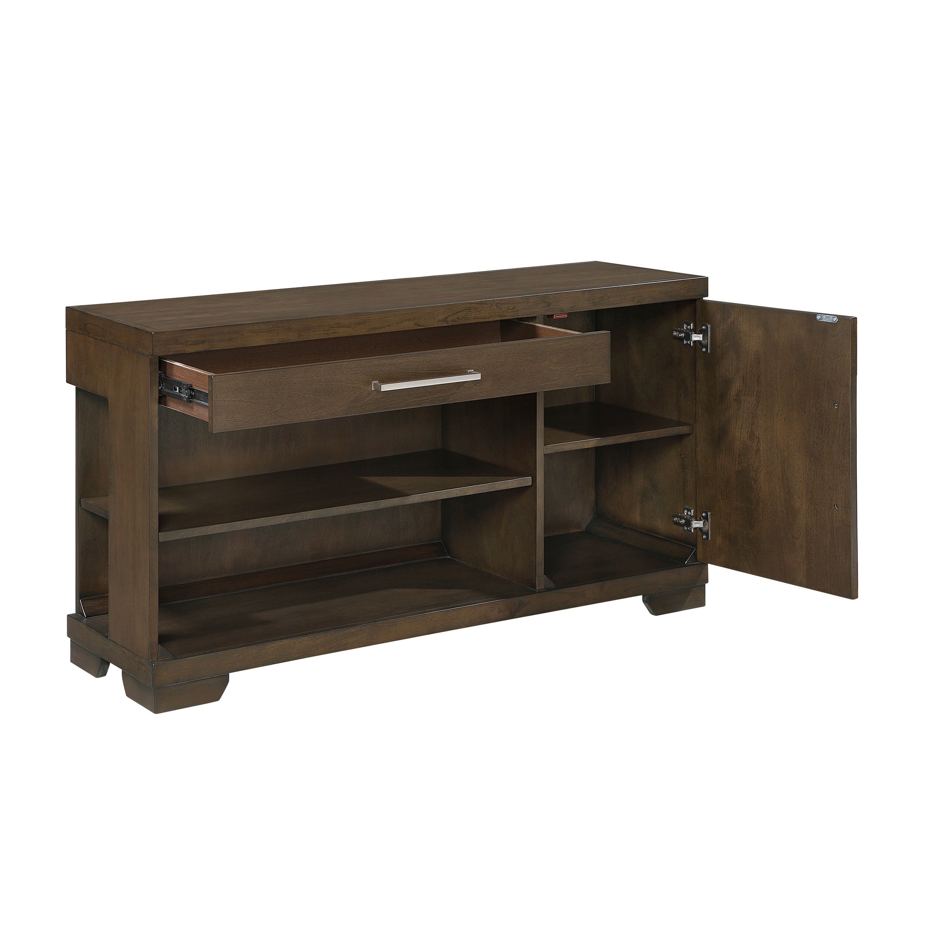 Modern Design Sofa Table Espresso Finish Dovetail Drawer Cabinet Shelves Contemporary Living Room Wooden Furniture 1pc Console Table