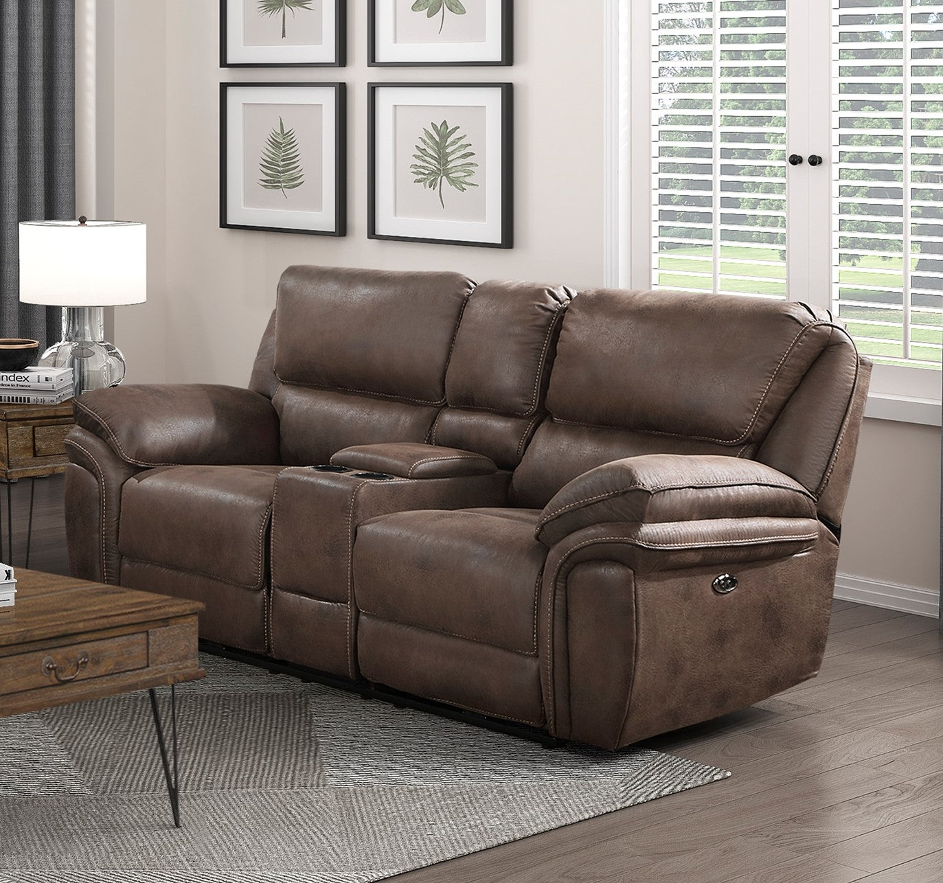 Plush Modern Living Room Sofa Set 2pc Power Reclining Sofa and Loveseat Brown Microfiber Upholstery USB port Solid Wood Frame Furniture