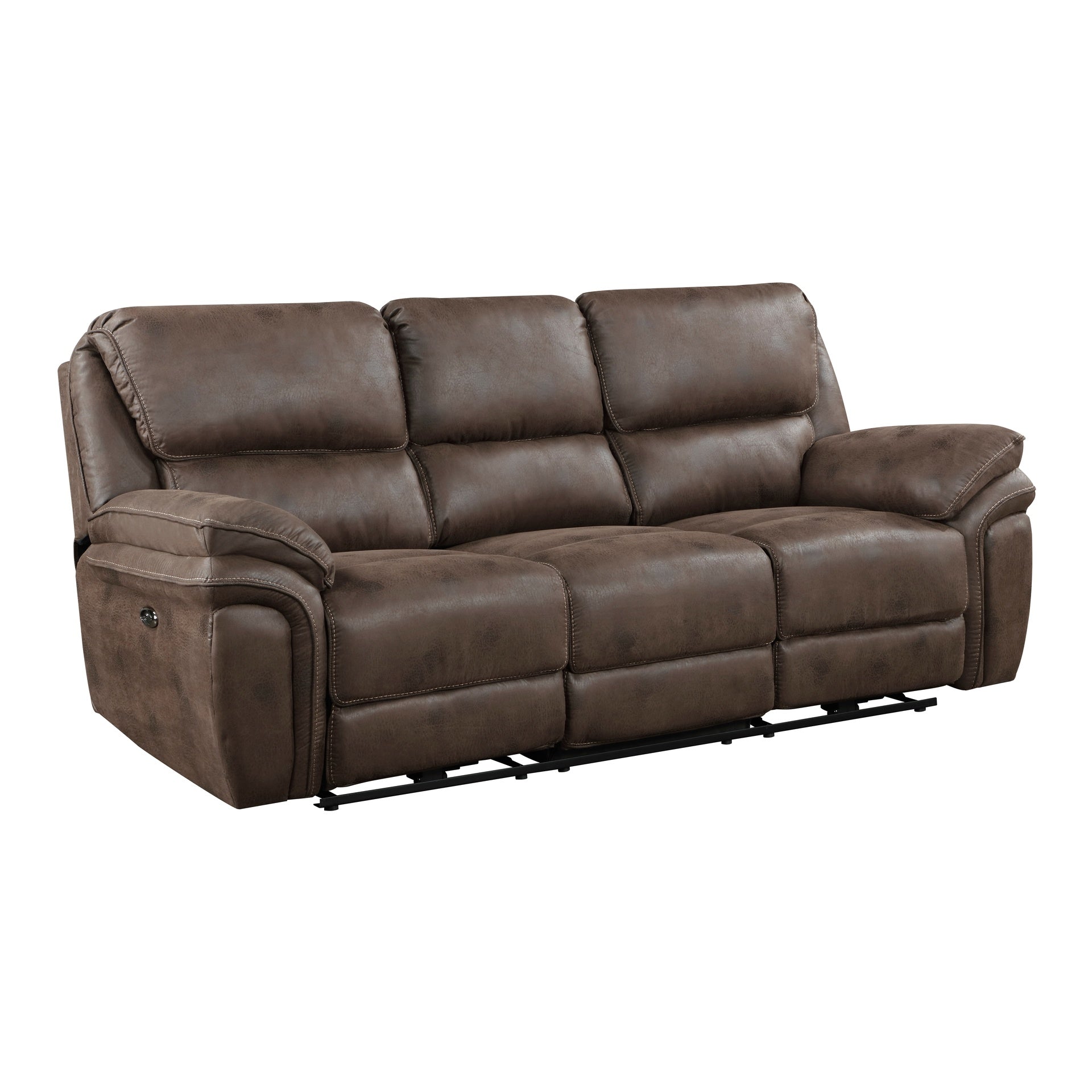 Plush Modern Living Room Sofa Set 2pc Power Reclining Sofa and Loveseat Brown Microfiber Upholstery USB port Solid Wood Frame Furniture
