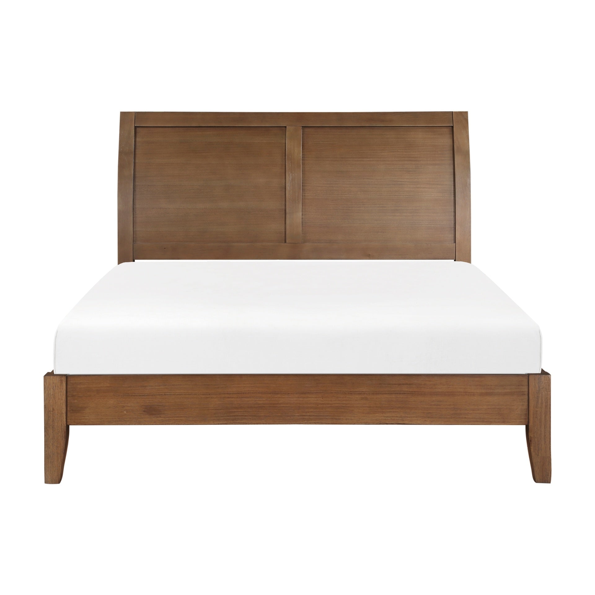 Transitional Bedroom Furniture 1pc Queen Platform Bed Light Brown Finish Sleigh Headboard
