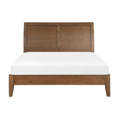 Transitional Bedroom Furniture 1pc Queen Platform Bed Light Brown Finish Sleigh Headboard