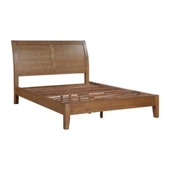 Transitional Bedroom Furniture 1pc Queen Platform Bed Light Brown Finish Sleigh Headboard