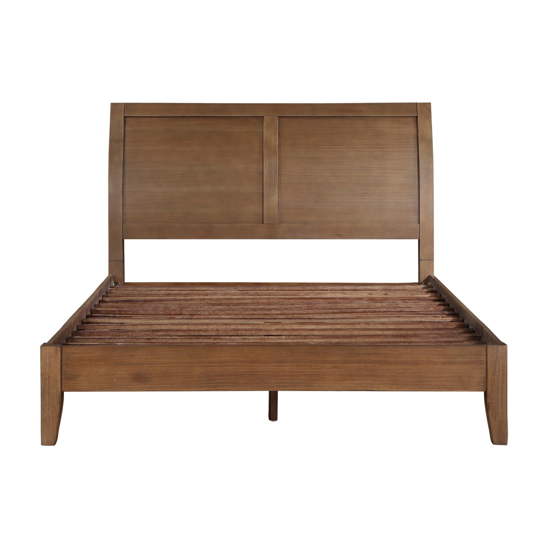 Transitional Bedroom Furniture 1pc Queen Platform Bed Light Brown Finish Sleigh Headboard
