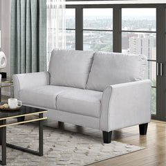 Modern Contemporary Sofa Set 2pc Gray Upholstered Sofa Loveseat Plush Seat Comfort Durable Solid Wood Living Room Furniture