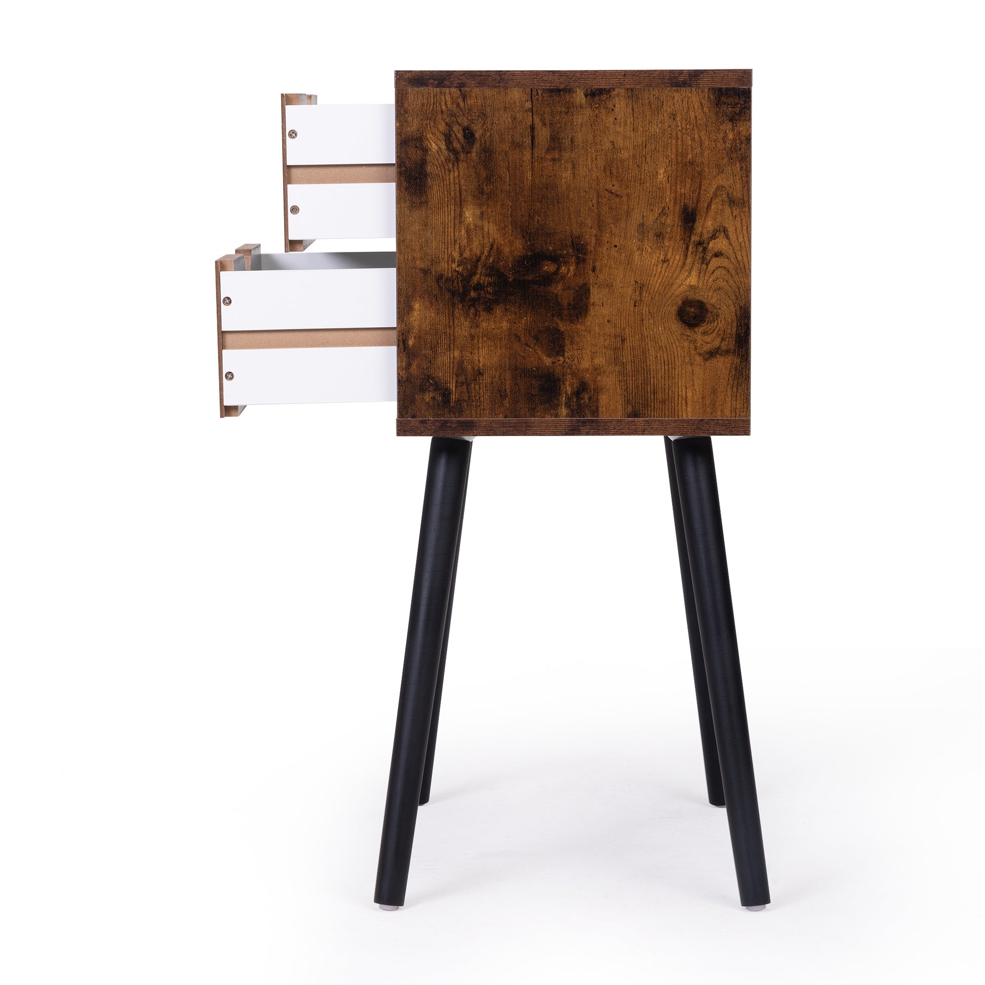 ightstand with 2 Drawers, Bedside Tables with Solid Wood Legs and Storage, End Table, Side Table, Bedside Furniture for Bedroom, Living Room, Rustic Brown
