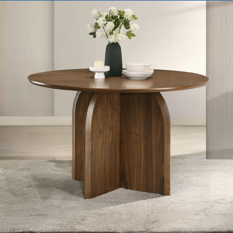 Delmon Dark Walnut Round Dining Table