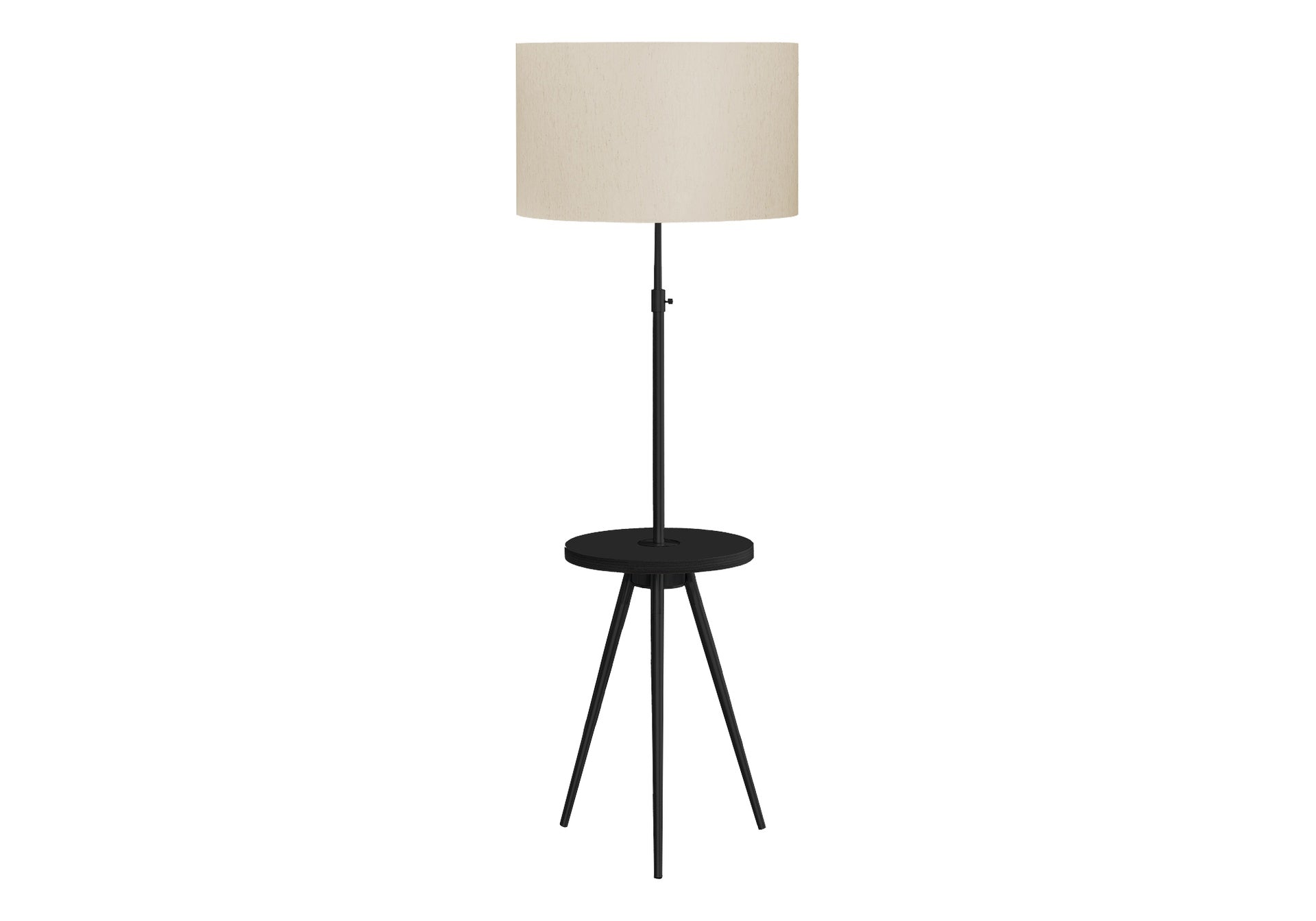 Lighting, Floor Lamp, 63"h, Black Metal, Ivory / Cream Shade, Contemporary