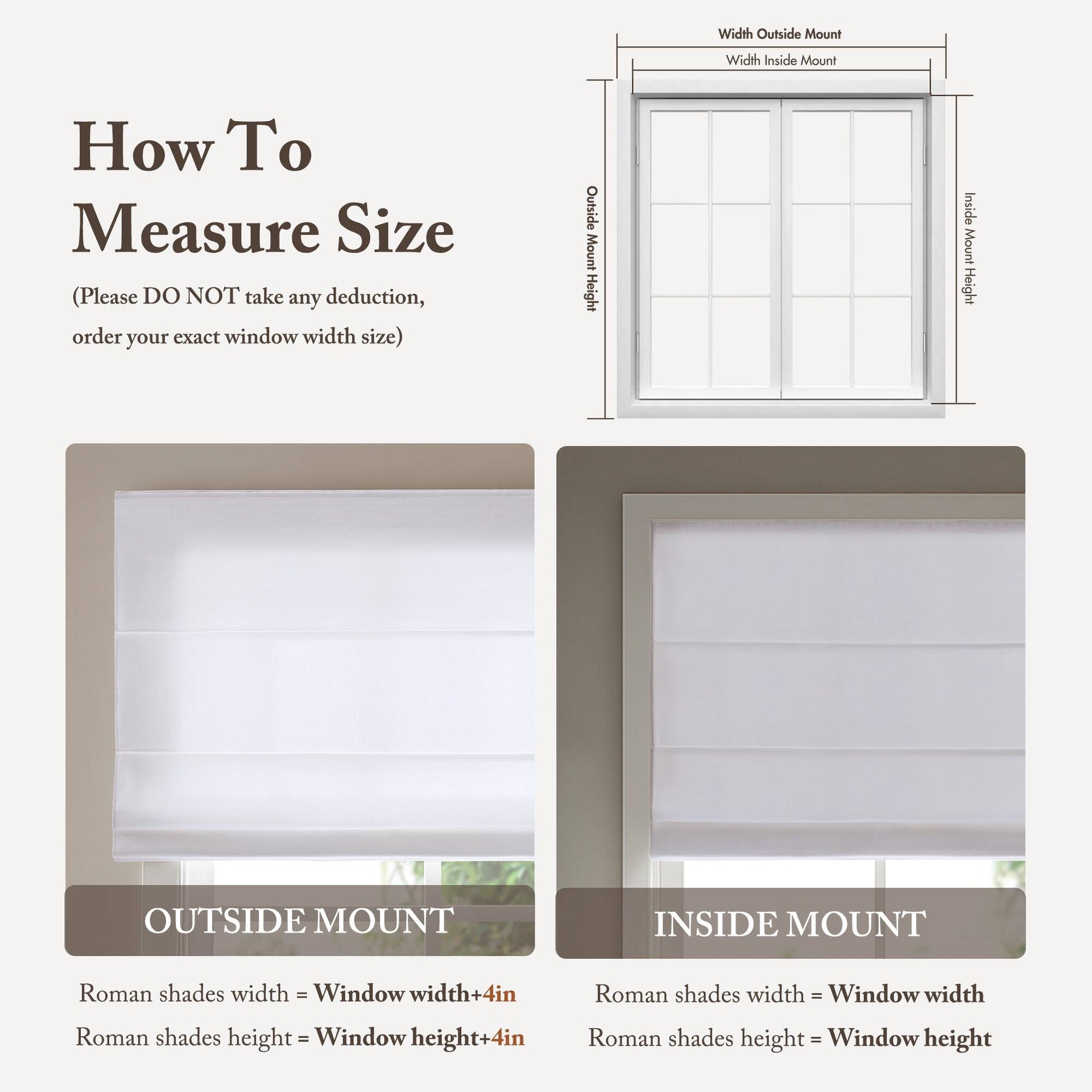 1PC 33x64" Cordless Roman Blind  Galen Matte fabric