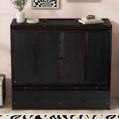 Full Size Murphy Bed with USB Port and a Large Drawer, Espresso