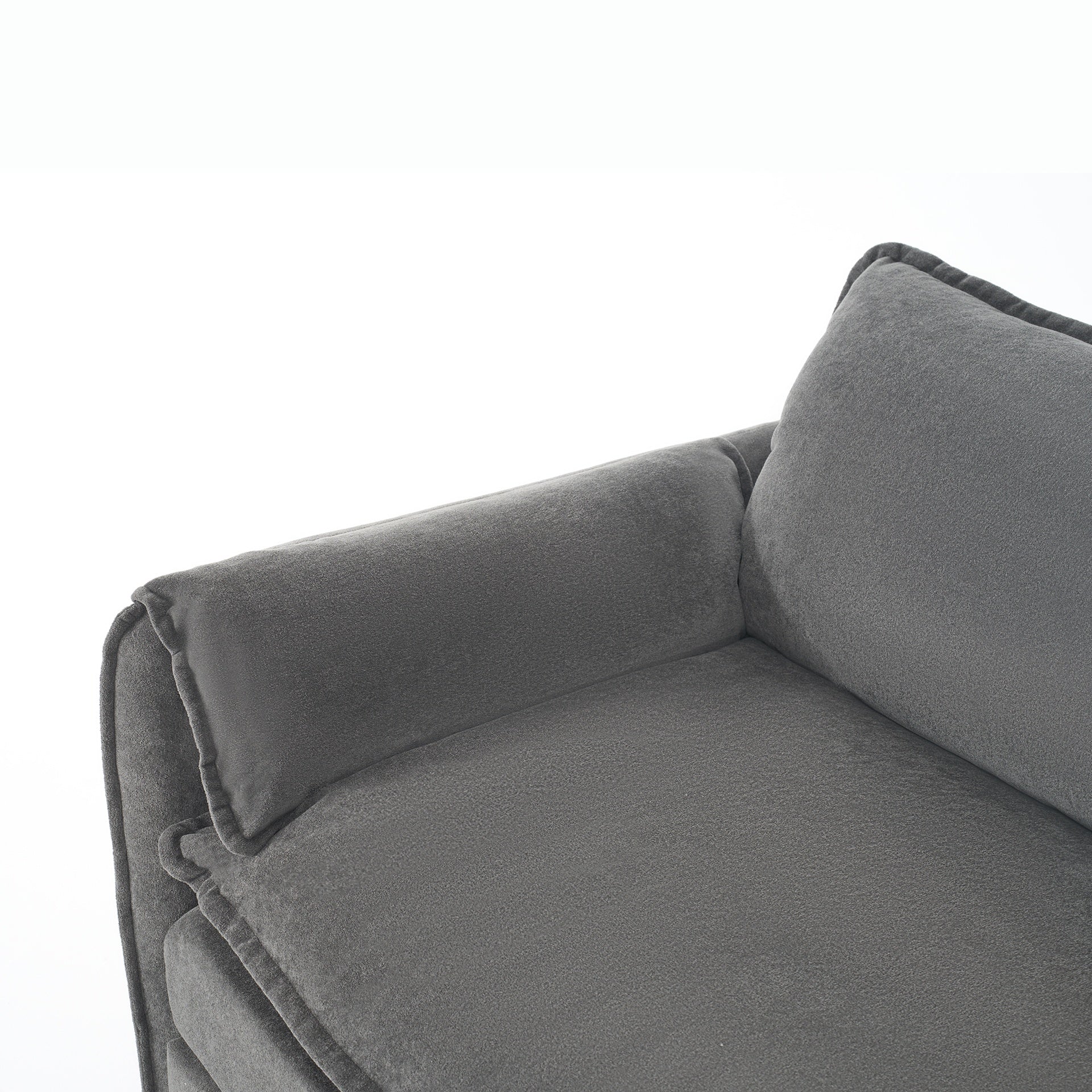 Deep Seat Sectional Sofa Cloud Couch with Ottoman,  Modern Chenille Comfy Love Seat Upholstered Modular L Shaped Couch for Living Room, Apartment, Office,DIY Combination,Grey