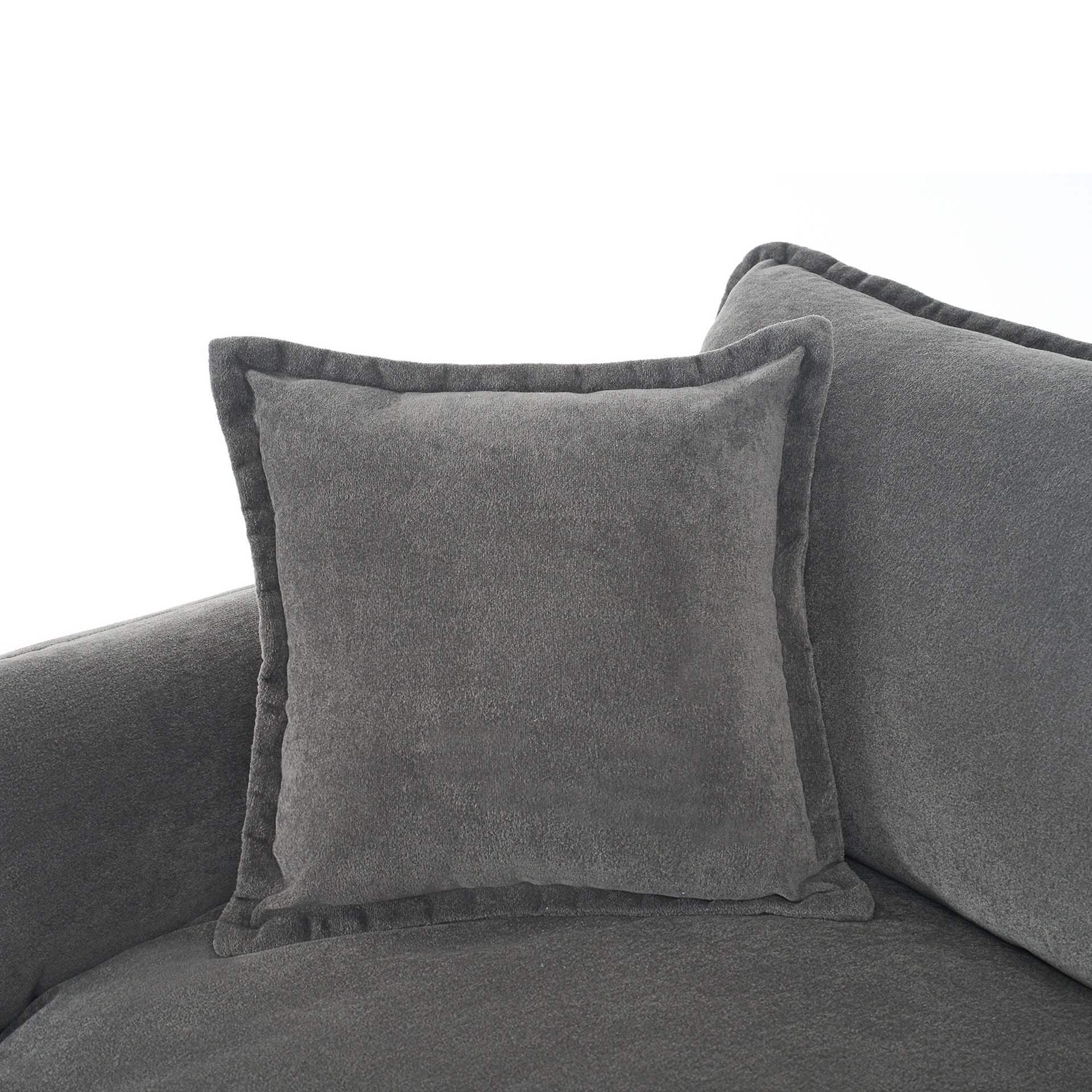 Deep Seat Sectional Sofa Cloud Couch with Ottoman,  Modern Chenille Comfy Love Seat Upholstered Modular L Shaped Couch for Living Room, Apartment, Office,DIY Combination,Grey