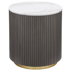 Sennewald White 2-piece Round Marble Coffee and End Table Set